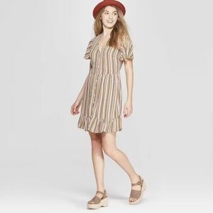 Xhilaration Striped Flutter sleeve mini sundress Boho Festival